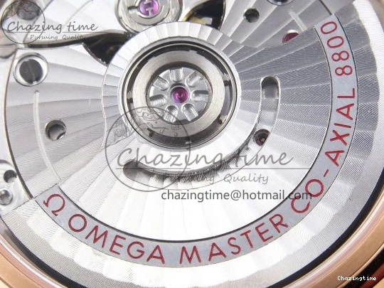 0203 Modern De Ville Date RG MKF 1:1 Best Edition White Textured Dial Roman Marker on Brown Leather Strap A 7752